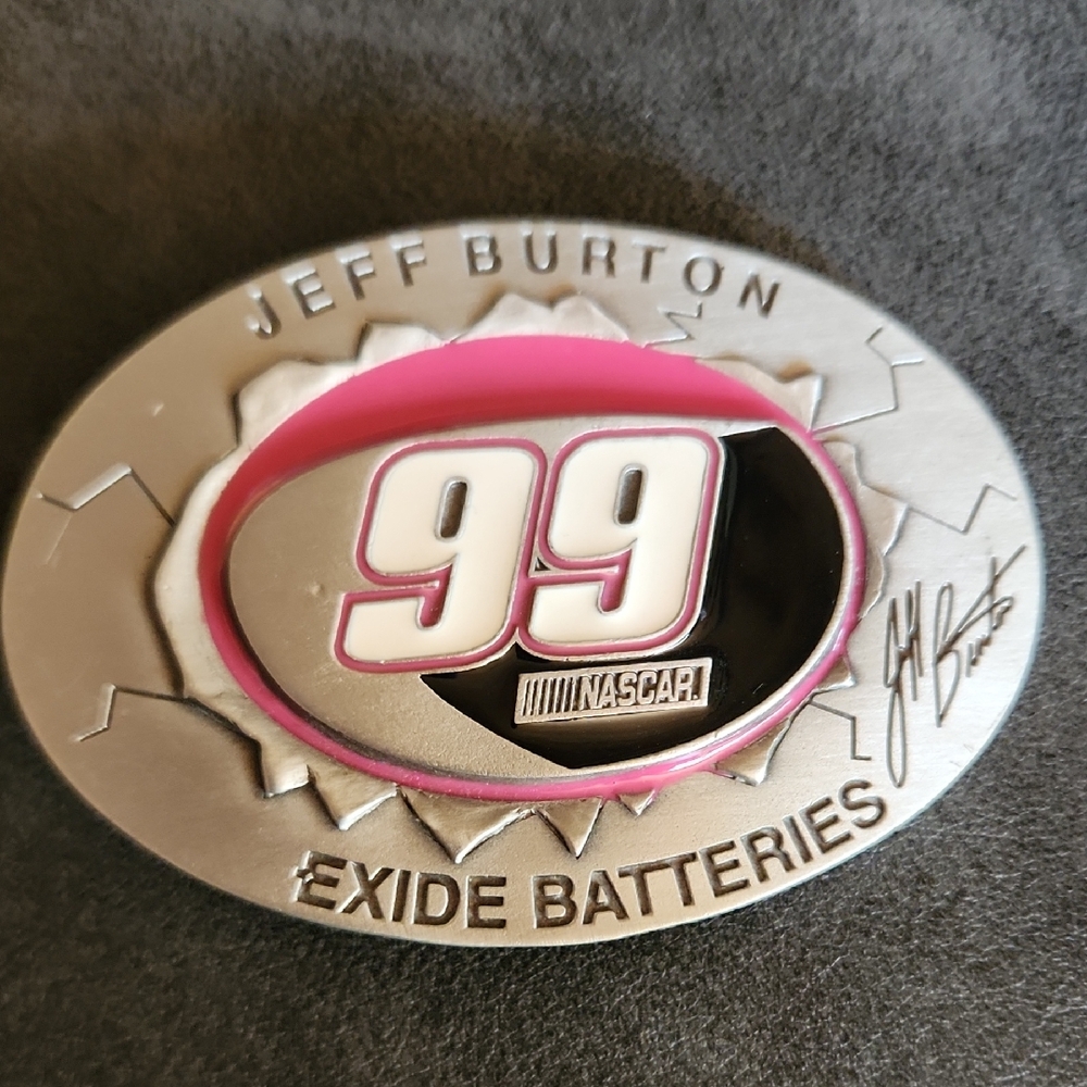 Final Price/ Jeff Burton Silver and Pink Belt Buckle